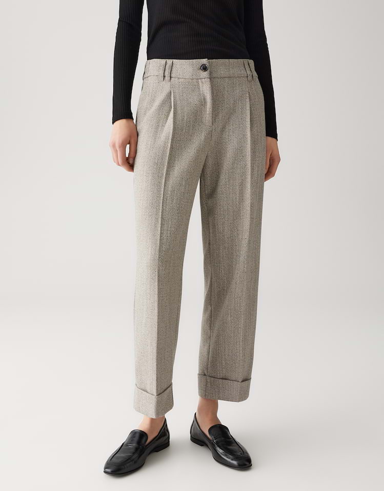 Opus - City Pant mit breitem Aufschlag - Meeri