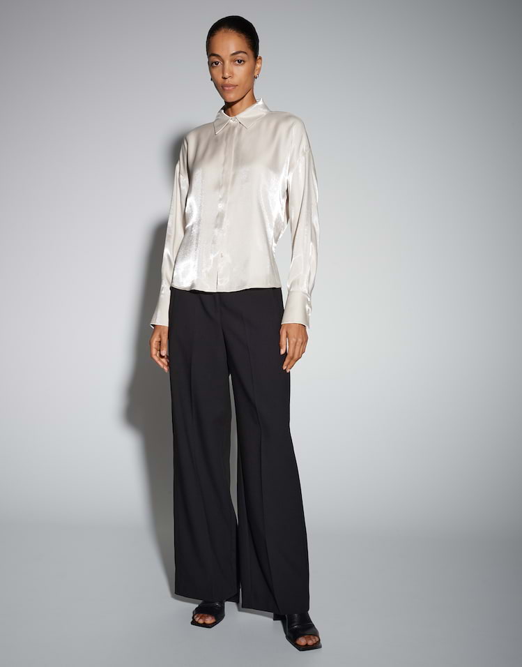 Someday - Boxy Hemdbluse aus schimmerndem Viskosemix - Zoldana