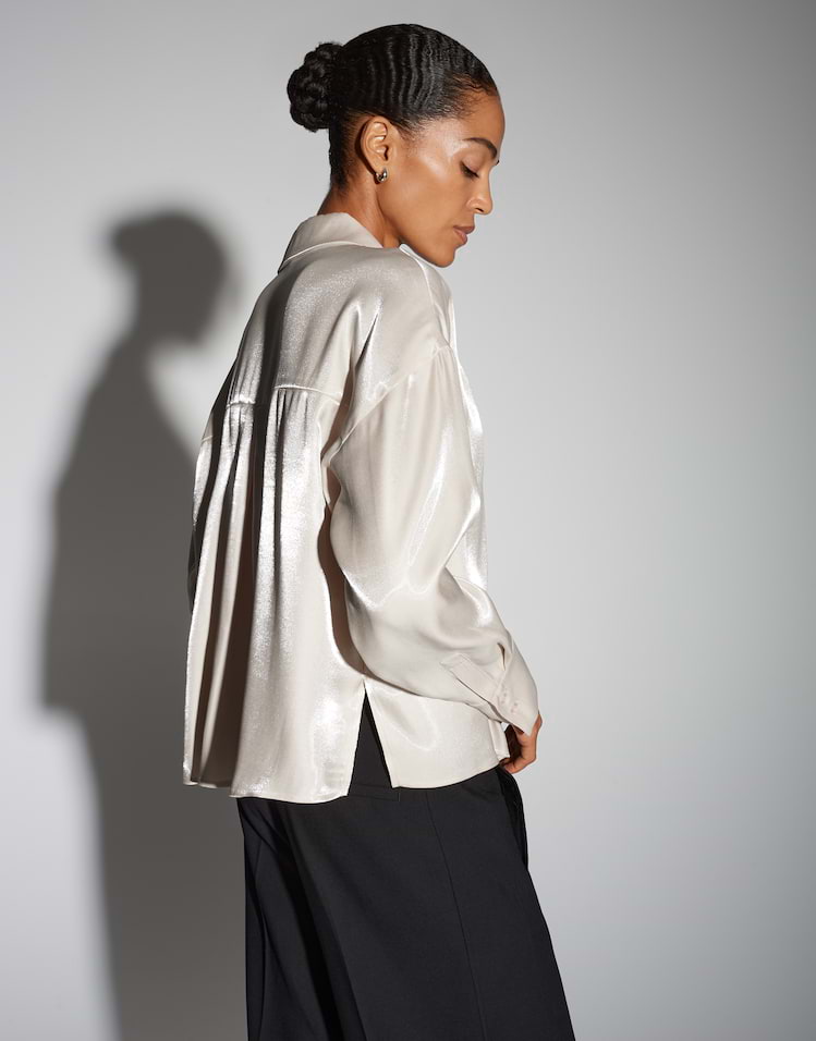 Someday - Boxy Hemdbluse aus schimmerndem Viskosemix - Zoldana