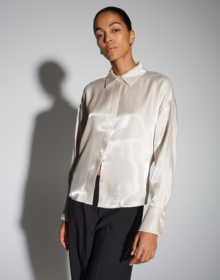 Someday - Boxy Hemdbluse aus schimmerndem Viskosemix - Zoldana