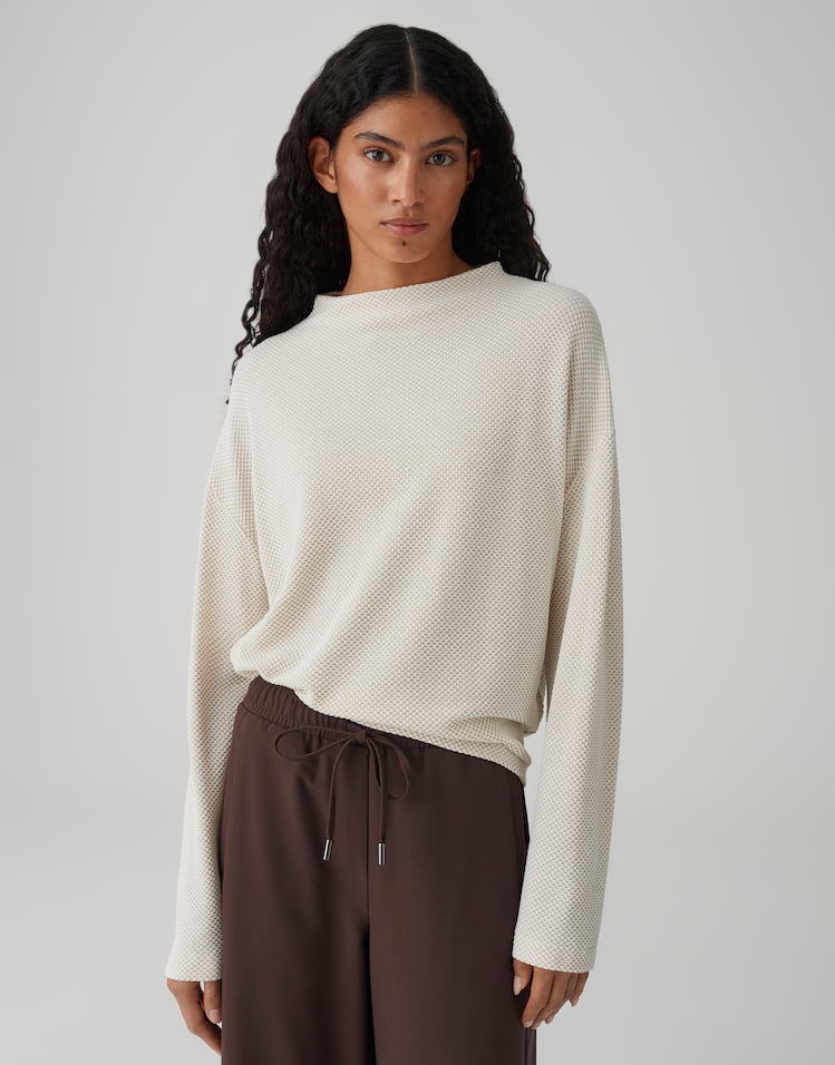 Opus - Longsleeve mit zweifarbiger Textur Regular Fit - Serata
