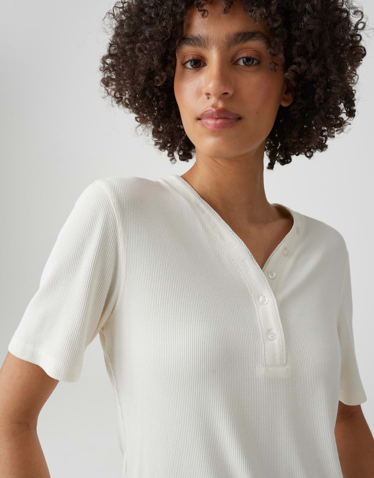 Opus - Feines Rippshirt aus nachhaltigem BCI Cotton Mix Slim Fit - Sanez