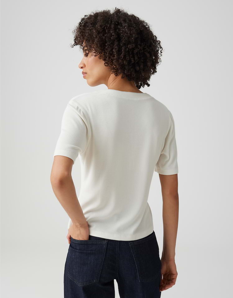 Opus - Feines Rippshirt aus nachhaltigem BCI Cotton Mix Slim Fit - Sanez