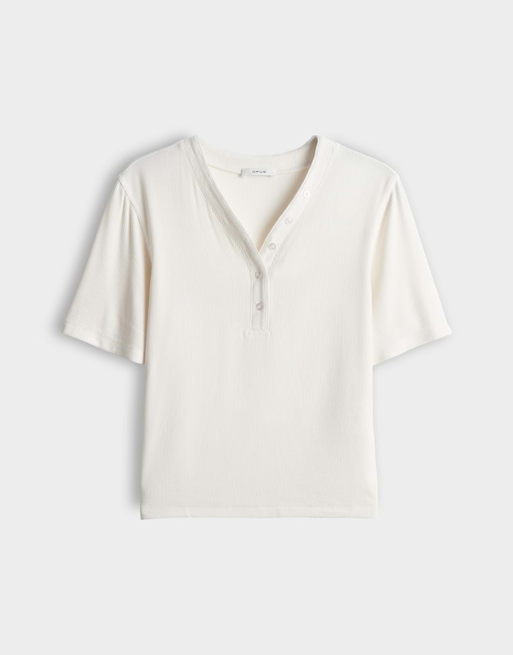 Opus - Feines Rippshirt aus nachhaltigem BCI Cotton Mix Slim Fit - Sanez