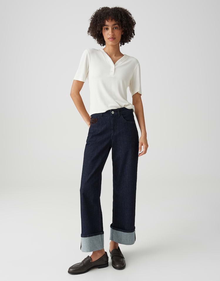 Opus - Feines Rippshirt aus nachhaltigem BCI Cotton Mix Slim Fit - Sanez