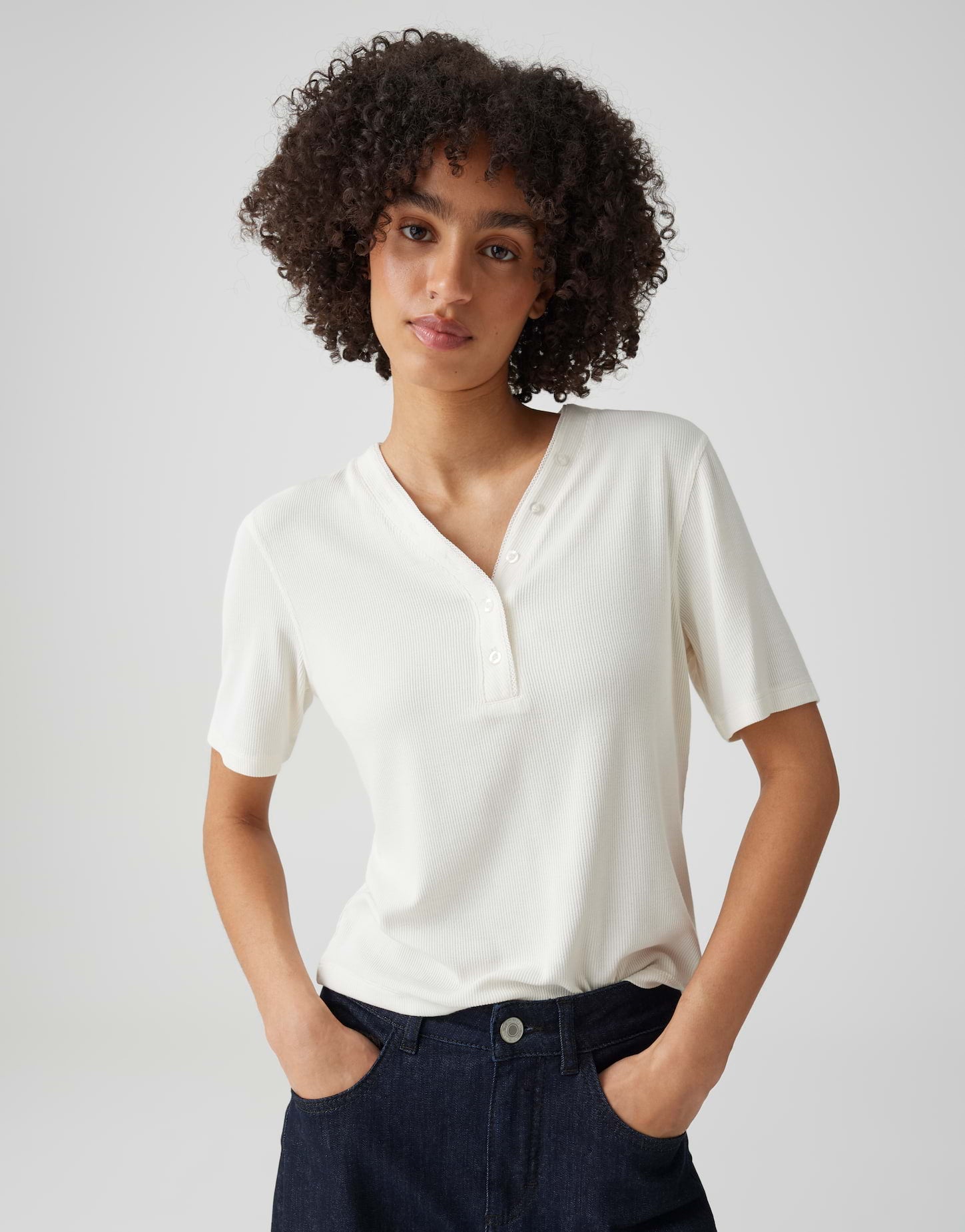 Opus - Feines Rippshirt aus nachhaltigem BCI Cotton Mix Slim Fit - Sanez