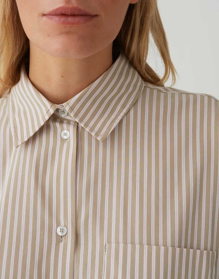Opus - Streifenbluse aus Baumwollmix Regular Fit - Fresa