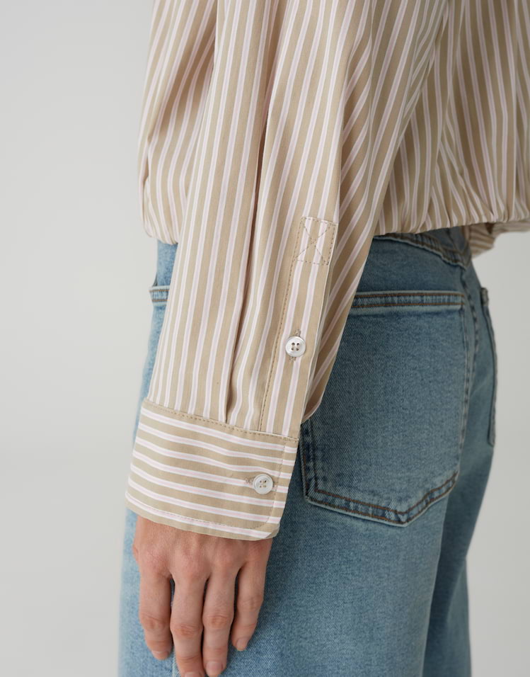 Opus - Streifenbluse aus Baumwollmix Regular Fit - Fresa