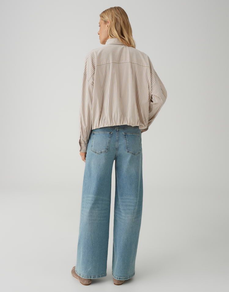 Opus - Streifenbluse aus Baumwollmix Regular Fit - Fresa