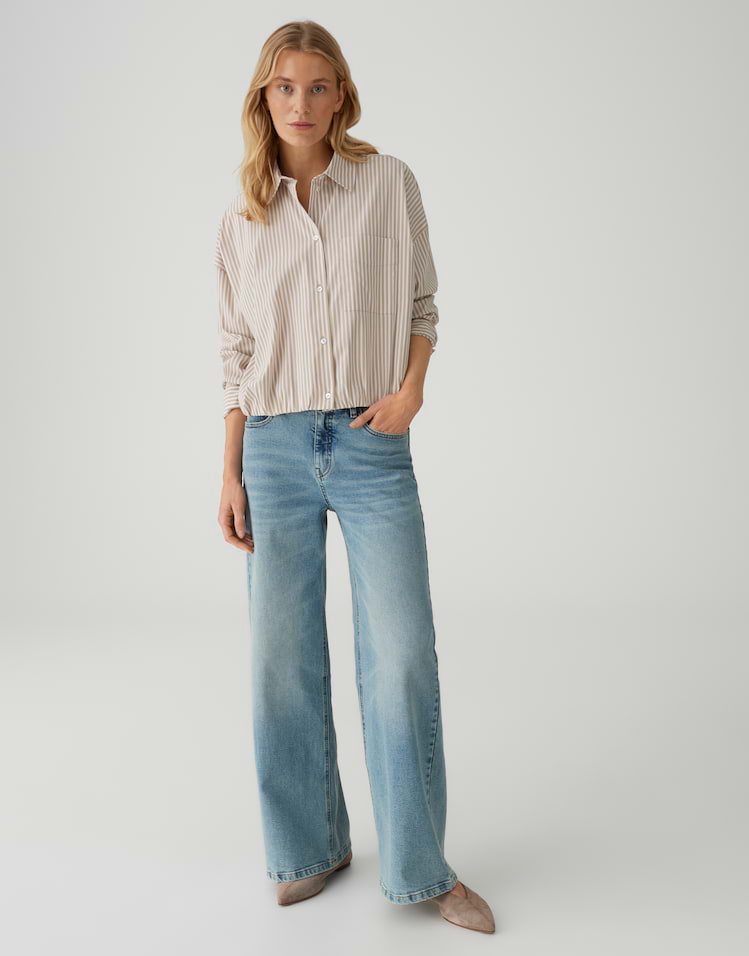 Opus - Streifenbluse aus Baumwollmix Regular Fit - Fresa