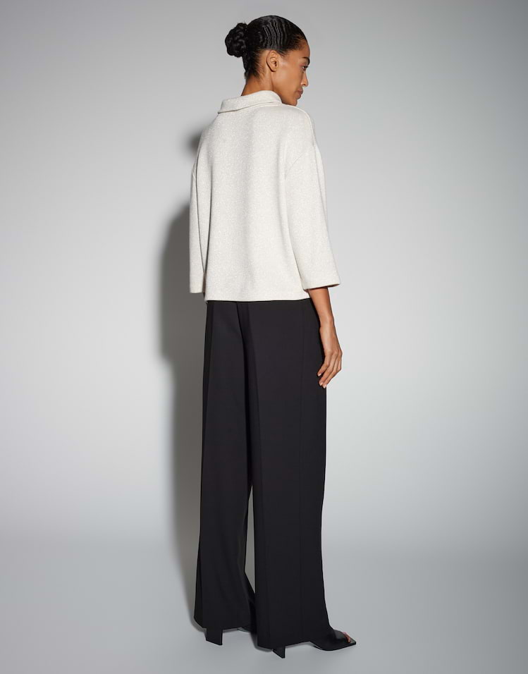 Someday - Loose Sweatshirt in schimmernder Strickoptik - Usabella