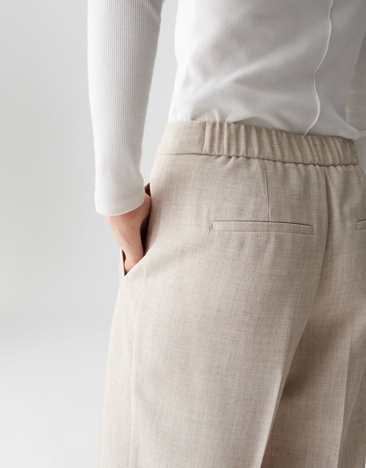 Opus - Wide Leg Pants in Mélange Optik - Maiga