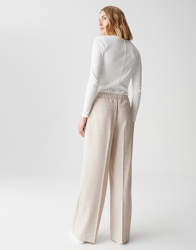 Opus - Wide Leg Pants in Mélange Optik - Maiga