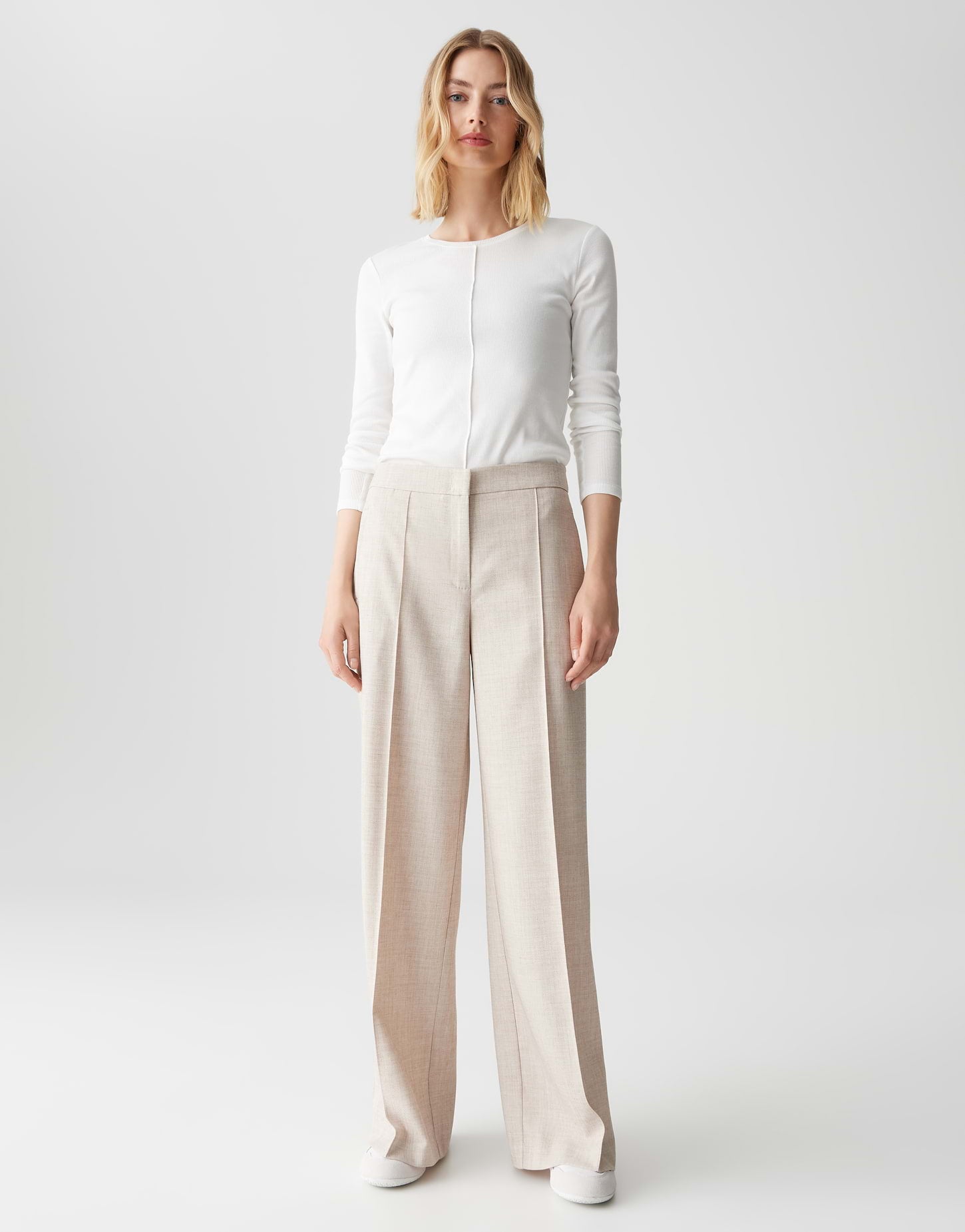 Opus - Wide Leg Pants in Mélange Optik - Maiga