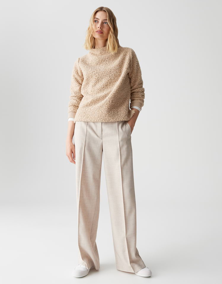 Opus - Wide Leg Pants in Mélange Optik - Maiga