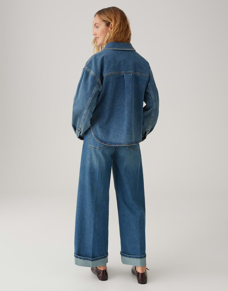 Opus - Weiches Jeanshemd mit Herzstickerei Regular Fit - Falentine