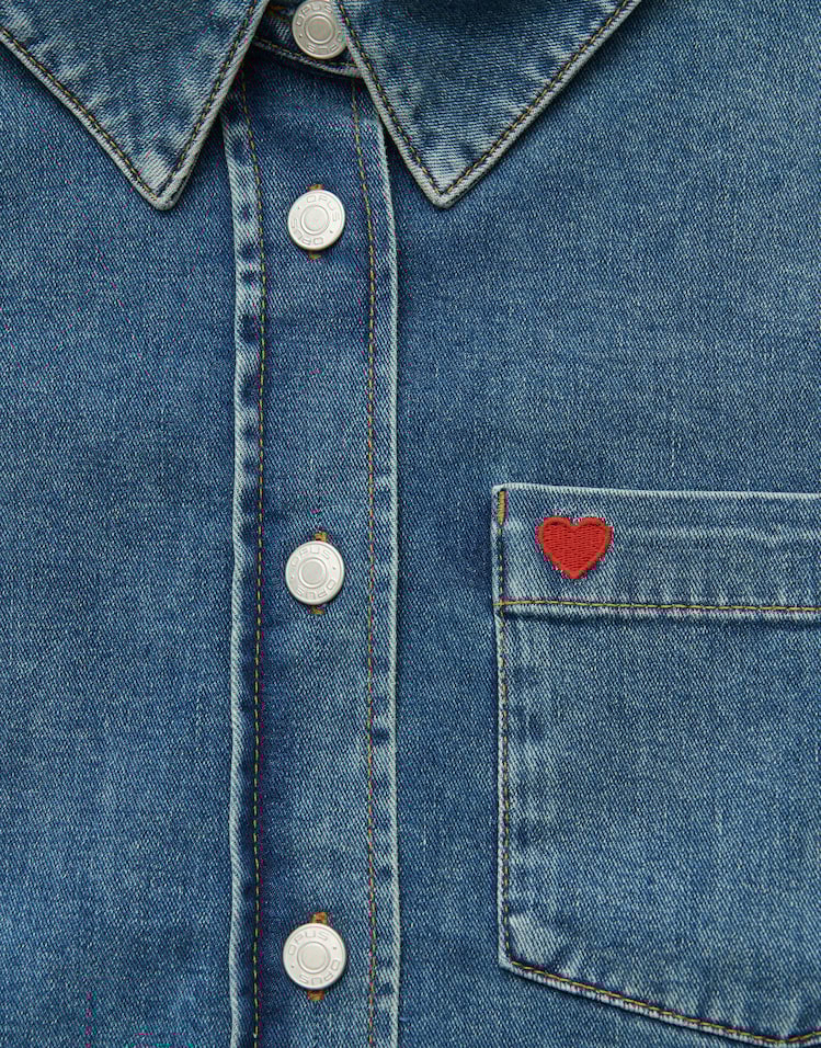 Opus - Weiches Jeanshemd mit Herzstickerei Regular Fit - Falentine