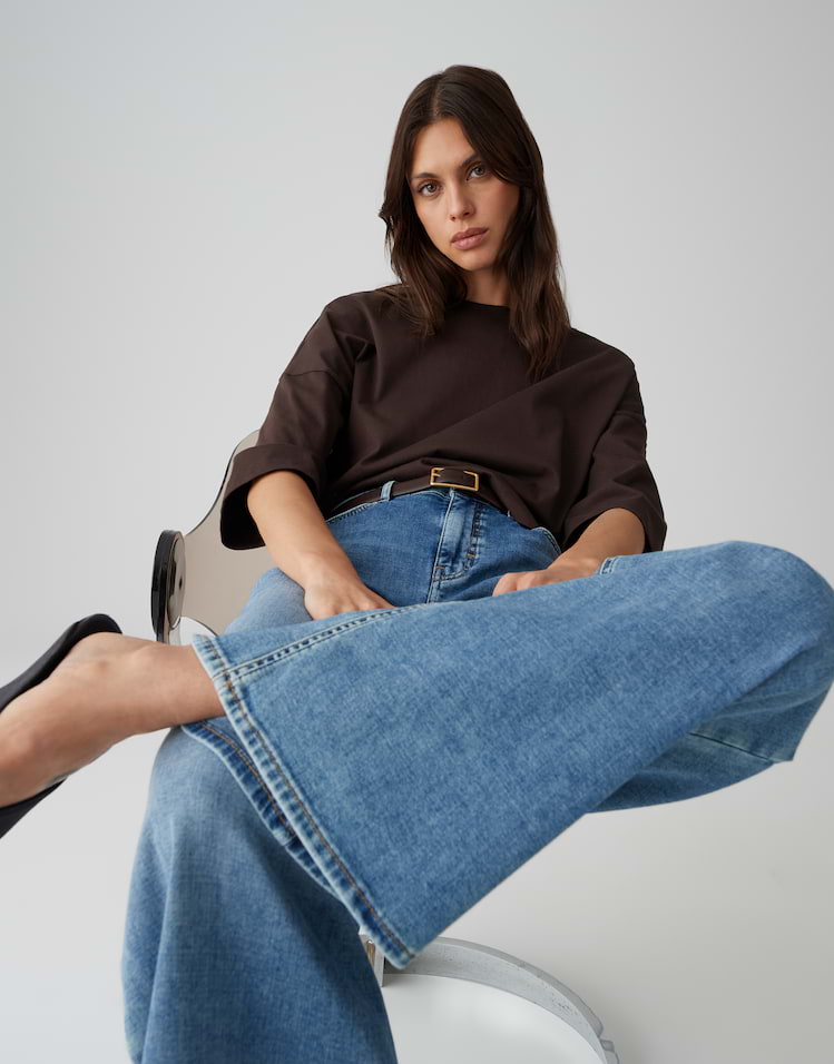 Opus - Palazzo Jeans mit Powerstretch Mid Rise - Mari Willow