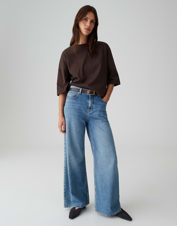 Opus - Palazzo Jeans mit Powerstretch Mid Rise - Mari Willow