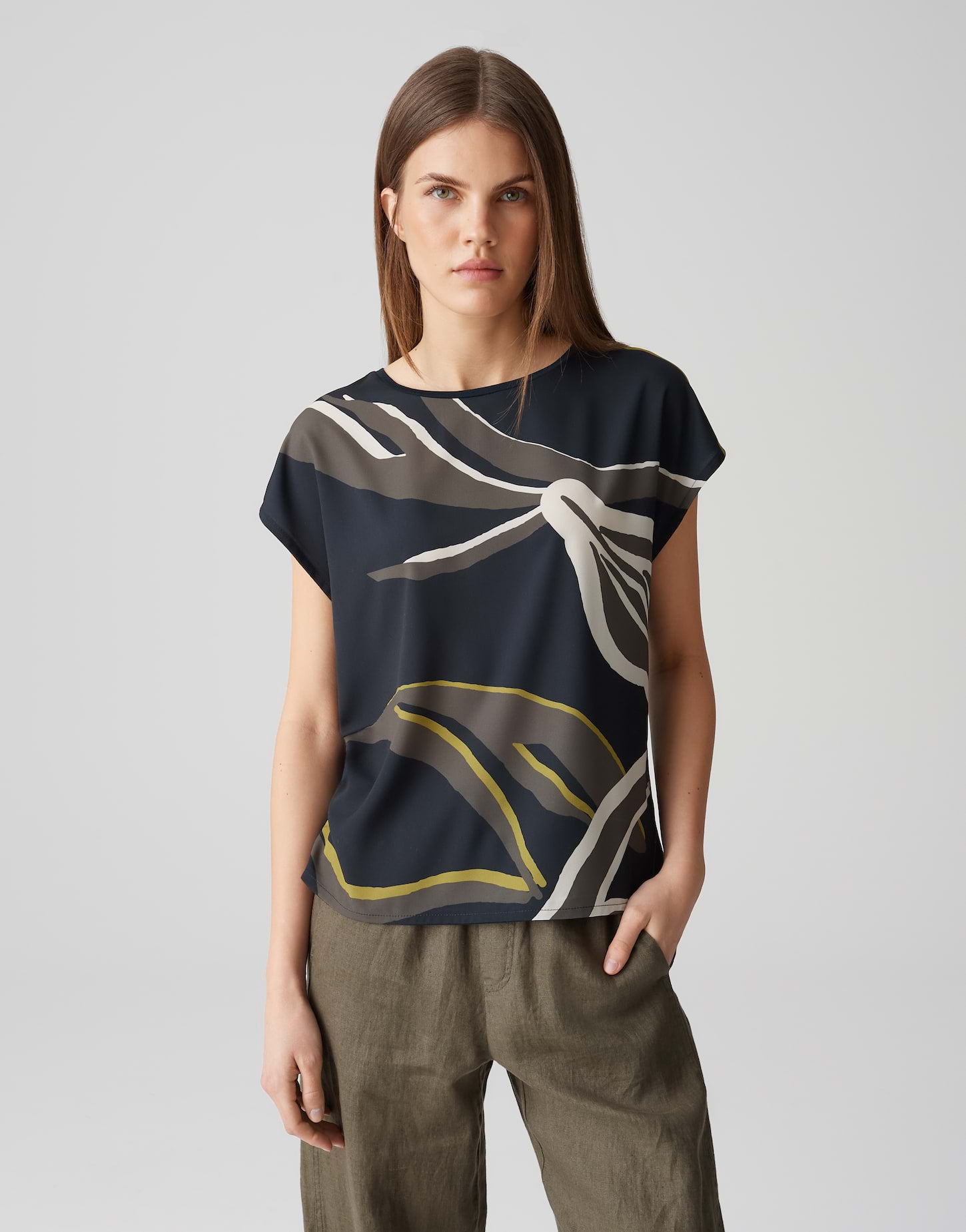 Opus - Printshirt aus fließendem Materialmix - Sopika
