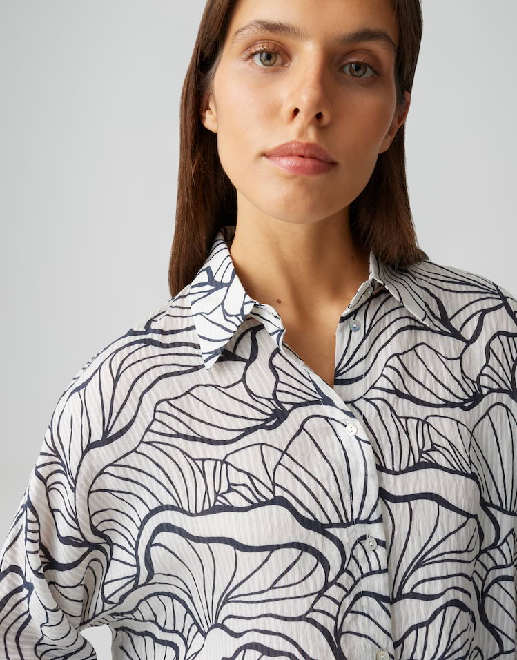 Opus - Printbluse mit feinem Webstreifen Loose Fit - Fashell