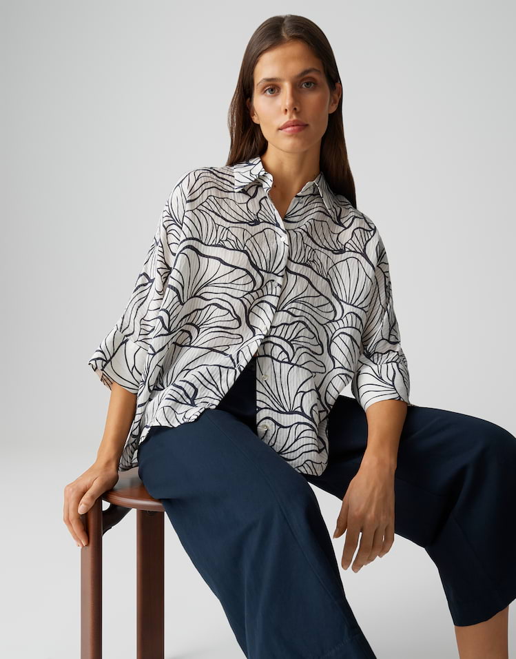 Opus - Printbluse mit feinem Webstreifen Loose Fit - Fashell