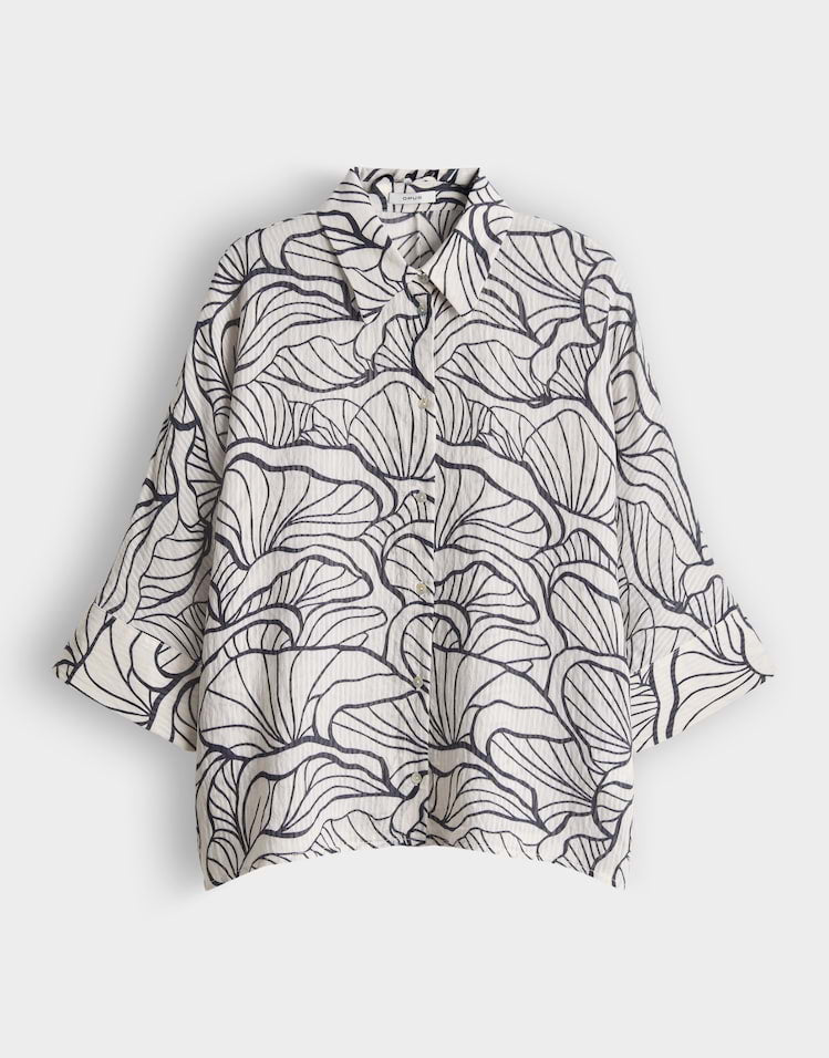 Opus - Printbluse mit feinem Webstreifen Loose Fit - Fashell