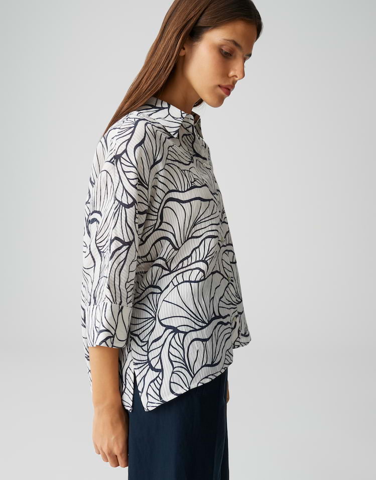 Opus - Printbluse mit feinem Webstreifen Loose Fit - Fashell