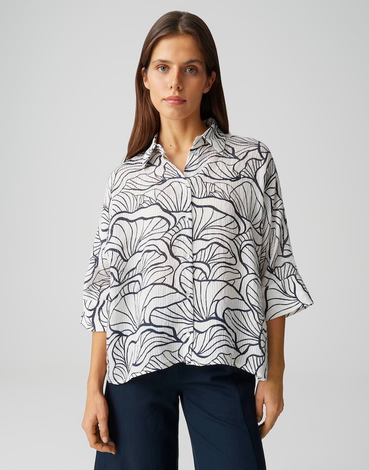 Opus - Printbluse mit feinem Webstreifen Loose Fit - Fashell