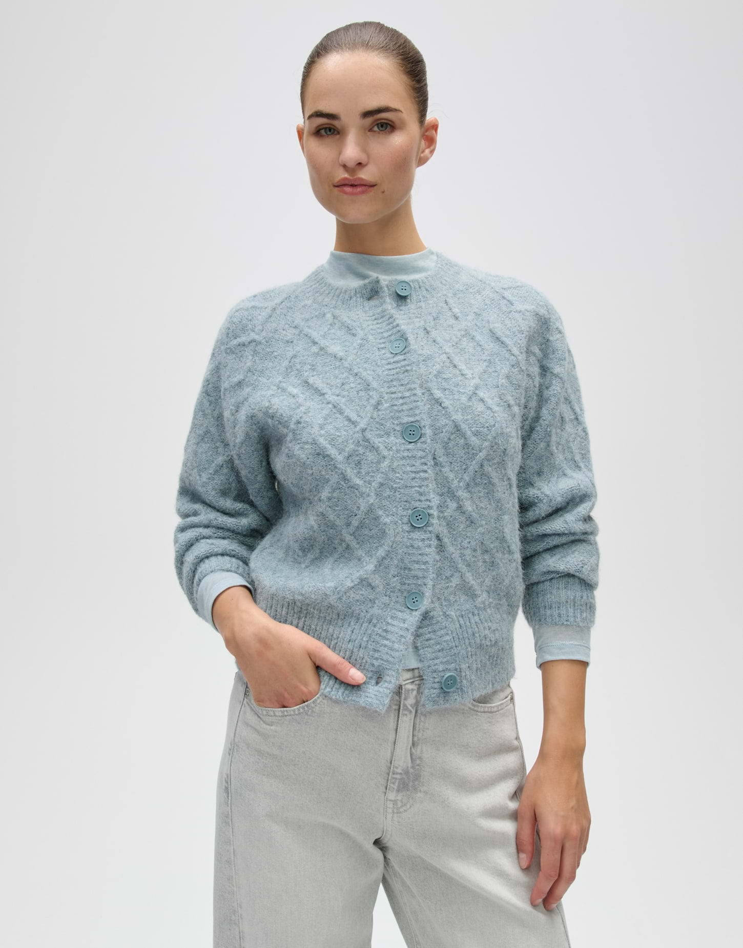 Opus - Cardigan mit Zopfstrickmuster Slim Fit - Dable