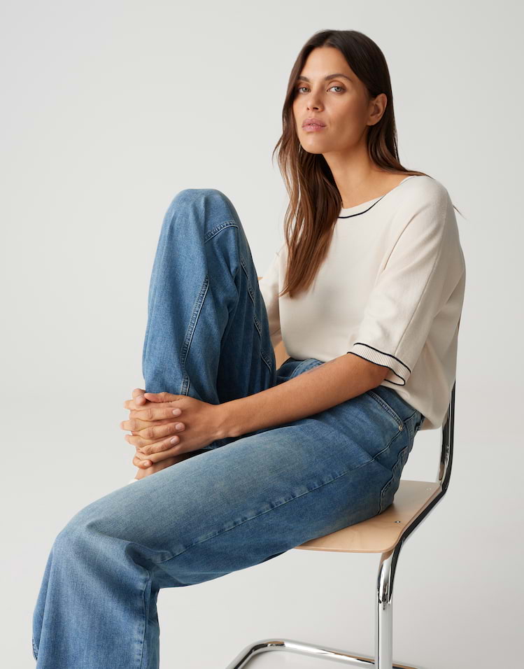 Opus - Wide Leg Jeans mit Powerstretch Mid Rise - Melly Modern