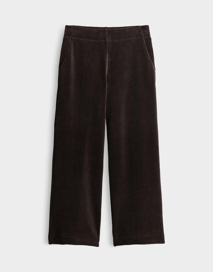 Opus - Dunkelbraune Wide Leg Pants aus Cord - Mucia Bay