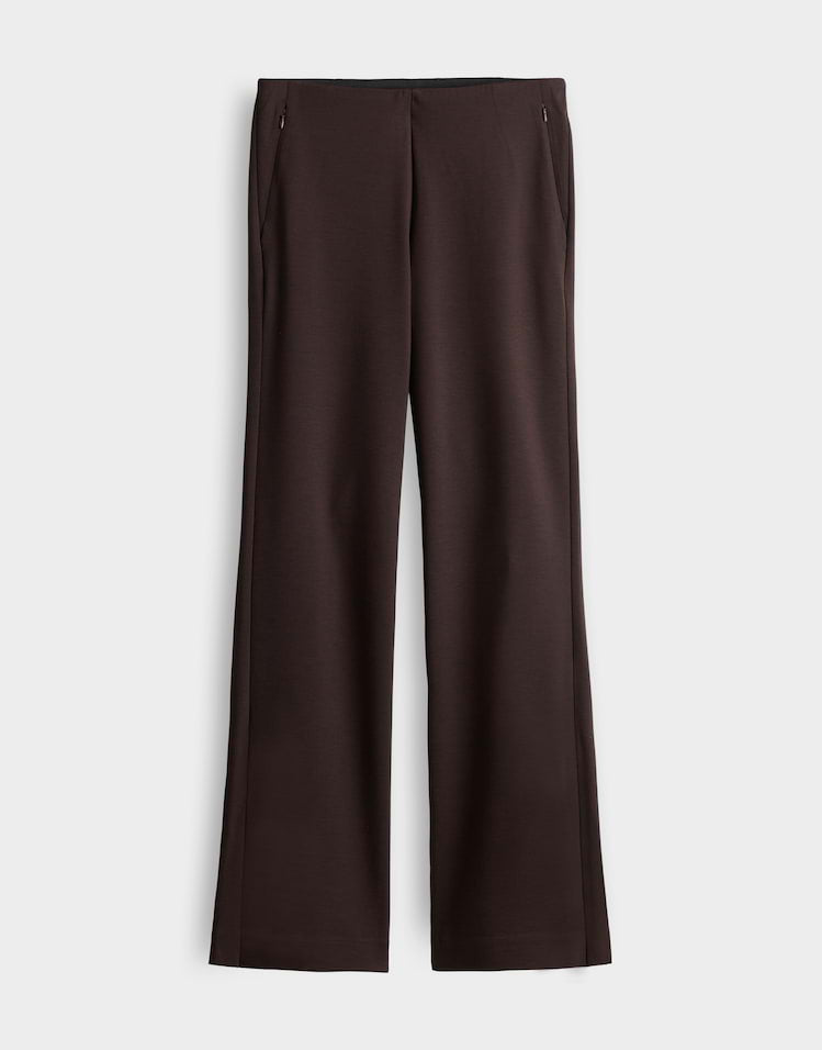 Opus - Dunkelbraune City Pants in Kick Flared Silhouette - Elin