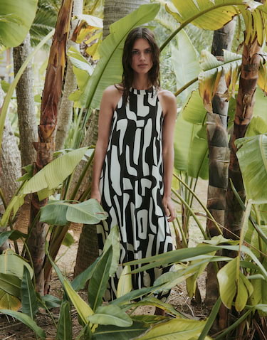 Opus - Bedrucktes Neckholderkleid - Wina dune