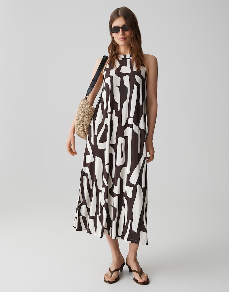 Opus - Bedrucktes Neckholderkleid - Wina dune