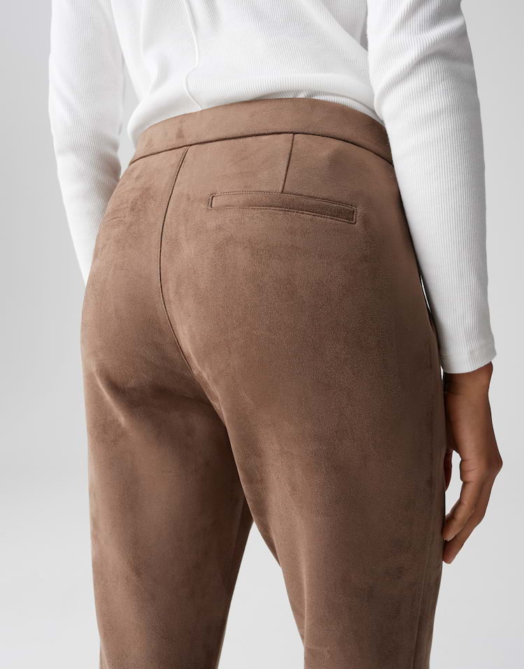 Opus - Kunstlederhose in Wildleder Optik - Elvina Cozy