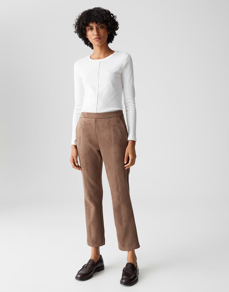 Opus - Kunstlederhose in Wildleder Optik - Elvina Cozy