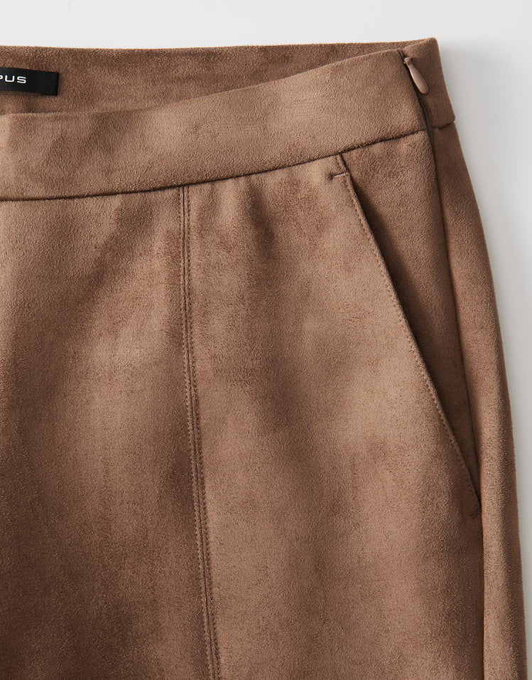 Opus - Kunstlederhose in Wildleder Optik - Elvina Cozy