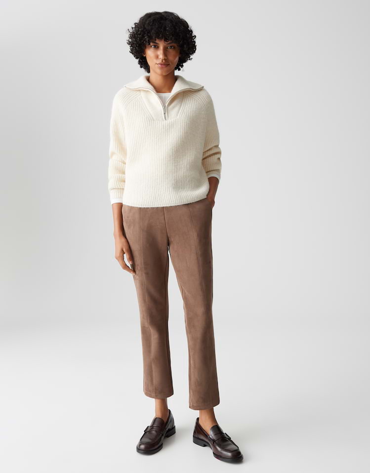 Opus - Kunstlederhose in Wildleder Optik - Elvina Cozy