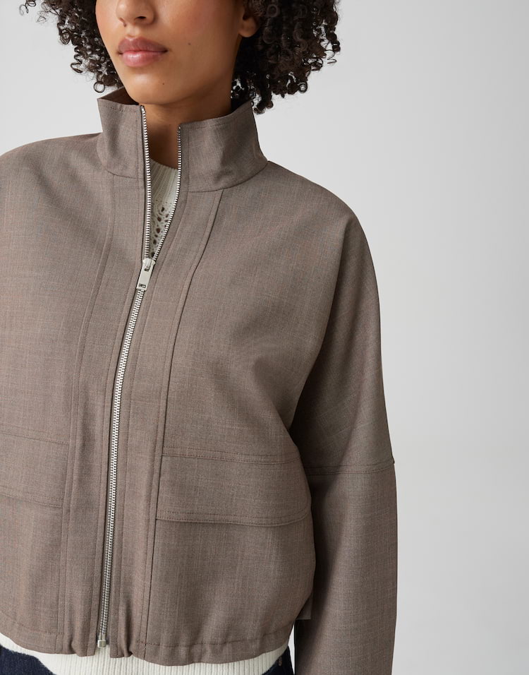 Opus - Boxy Kurzjacke aus zweifarbigem Twill - Hokia