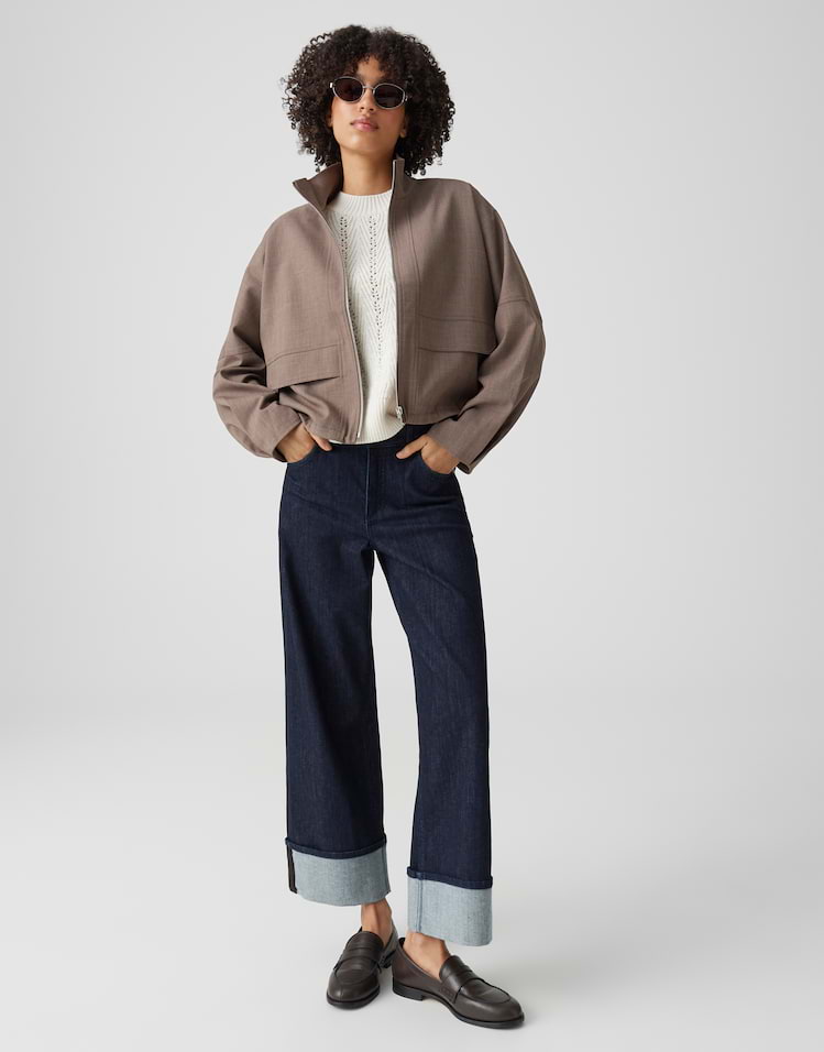 Opus - Boxy Kurzjacke aus zweifarbigem Twill - Hokia
