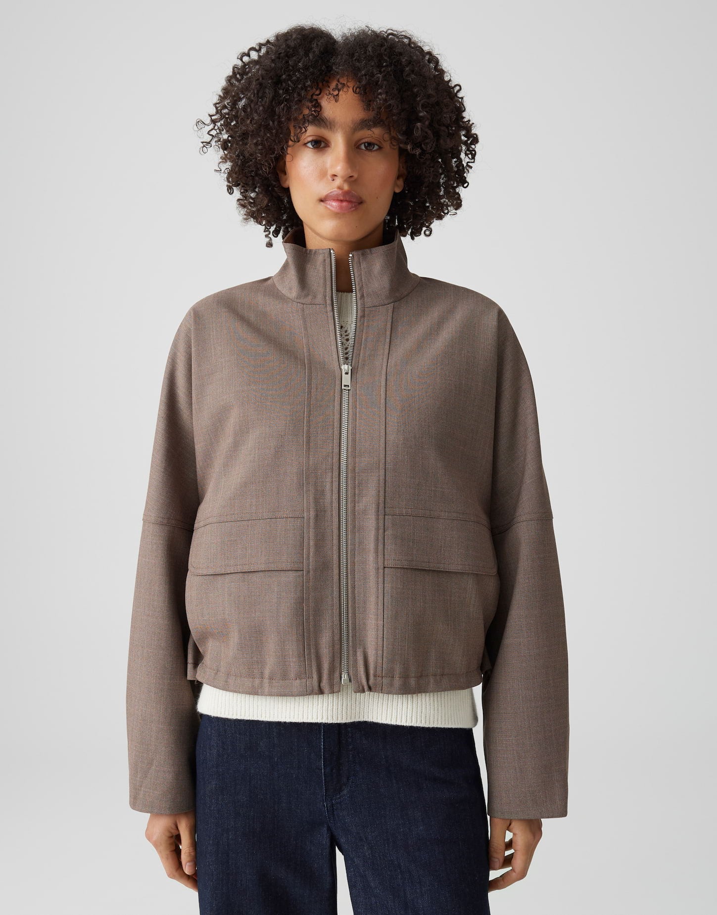 Opus - Boxy Kurzjacke aus zweifarbigem Twill - Hokia