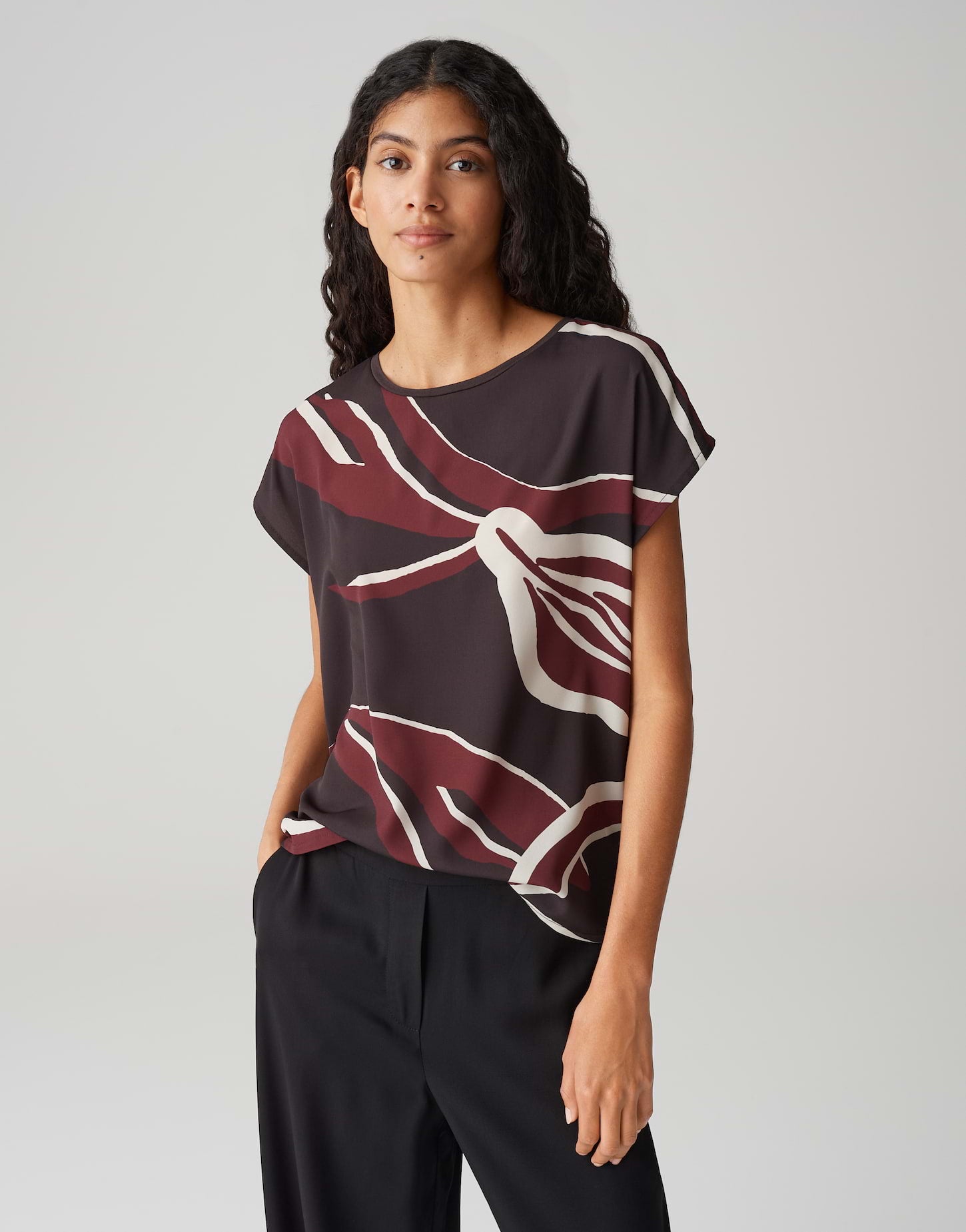 Opus - Printshirt aus fließendem Materialmix - Sopika