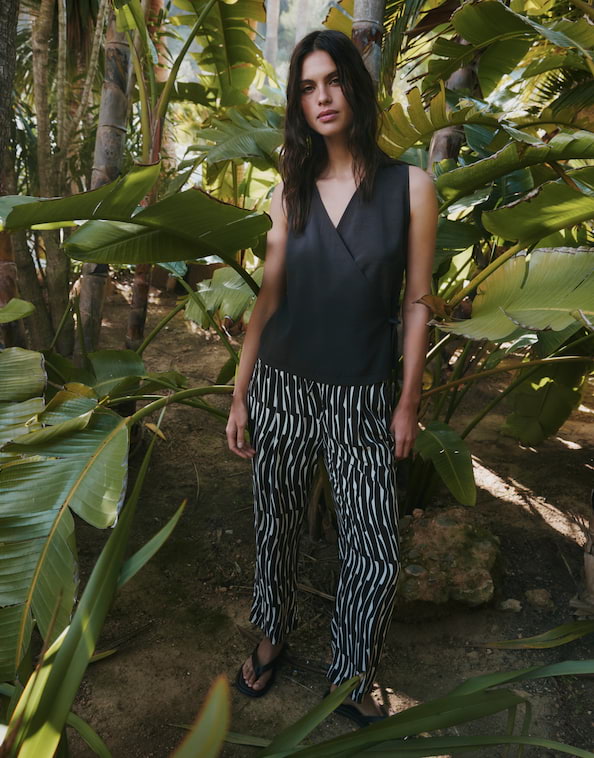 Opus - Verkürzte Wide Leg Pants - Marou Bamboo