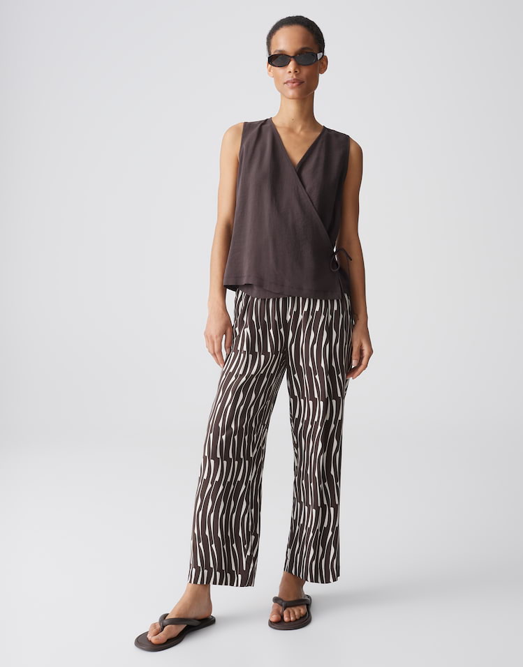 Opus - Verkürzte Wide Leg Pants - Marou Bamboo
