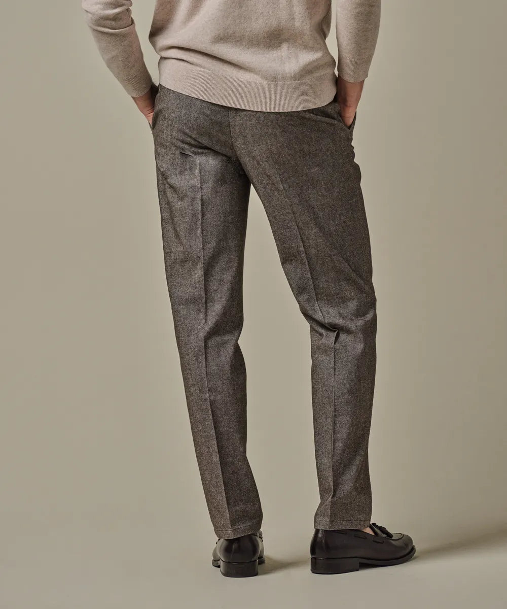 Profuomo - Braune Baumwoll-Flanellhose mit Bundfalte