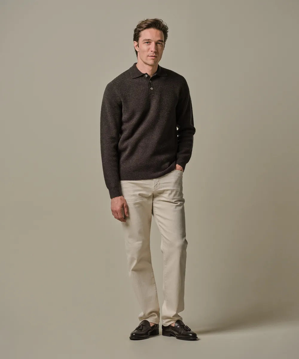 Profuomo - Braunes Poloshirt aus gekochter Wolle