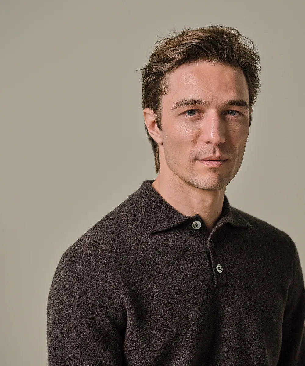 Profuomo - Braunes Poloshirt aus gekochter Wolle