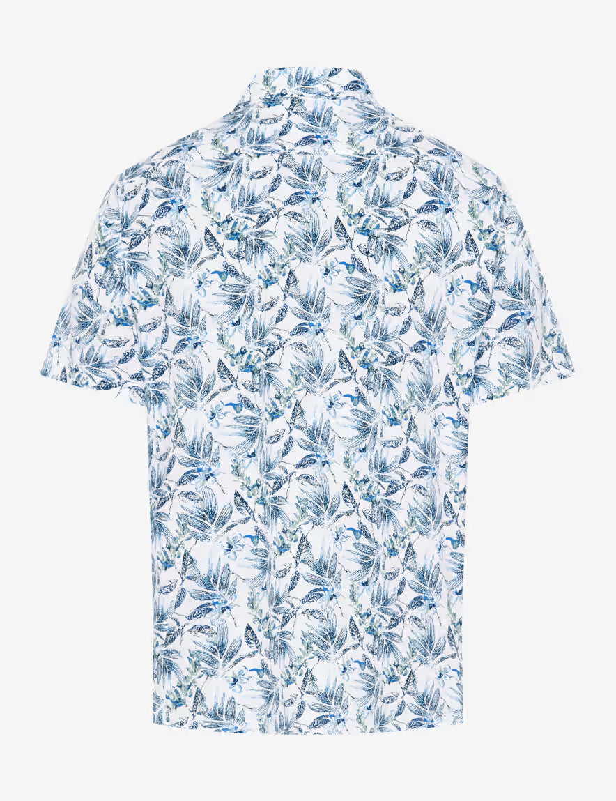 Brax - Hemd aus Baumwoll-Leinenmix mit Blätterprint - Hardy