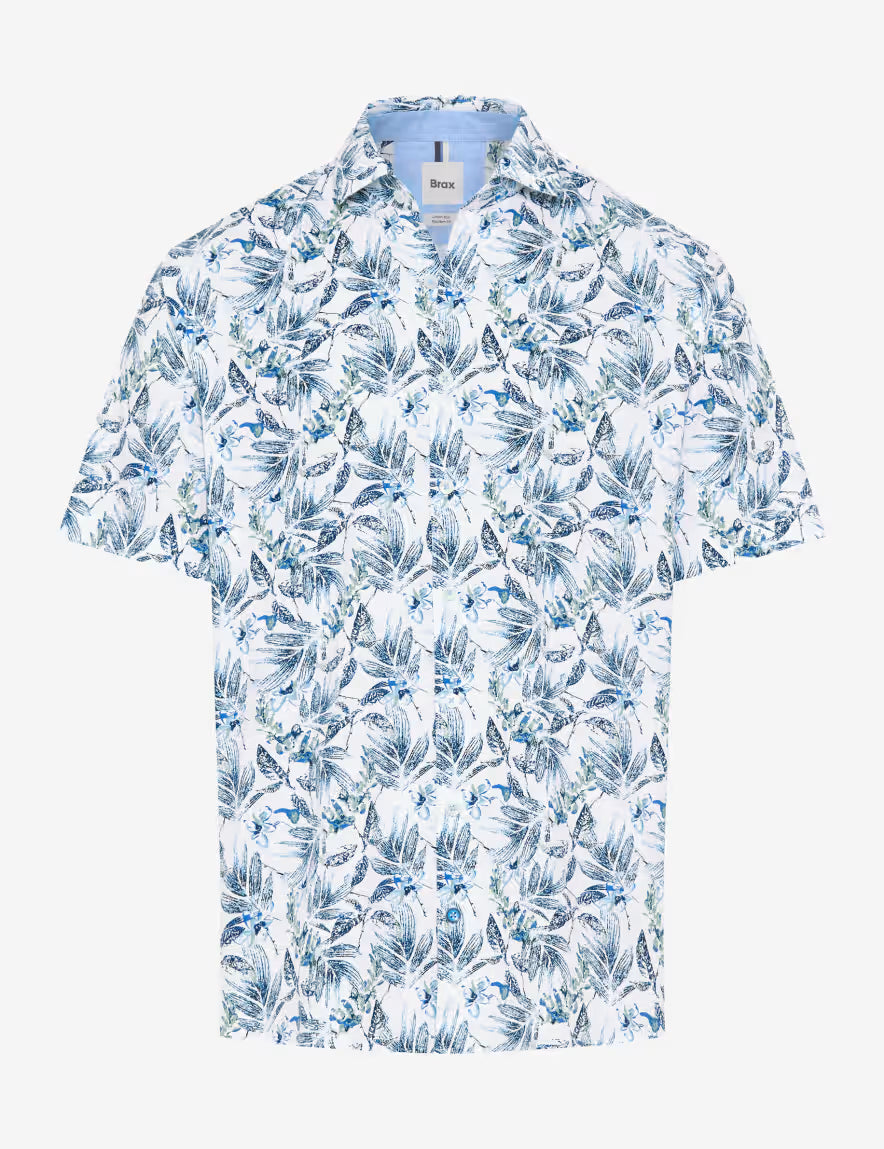 Brax - Hemd aus Baumwoll-Leinenmix mit Blätterprint - Hardy
